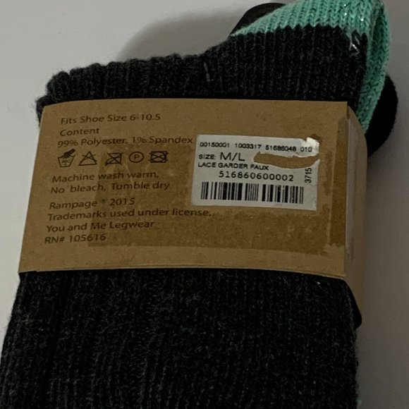 Rampage Boot Socks 2 Pair Fair Isle Solid Gray Black Green Women Size 6-10.5 M/L - Picture 3 of 4